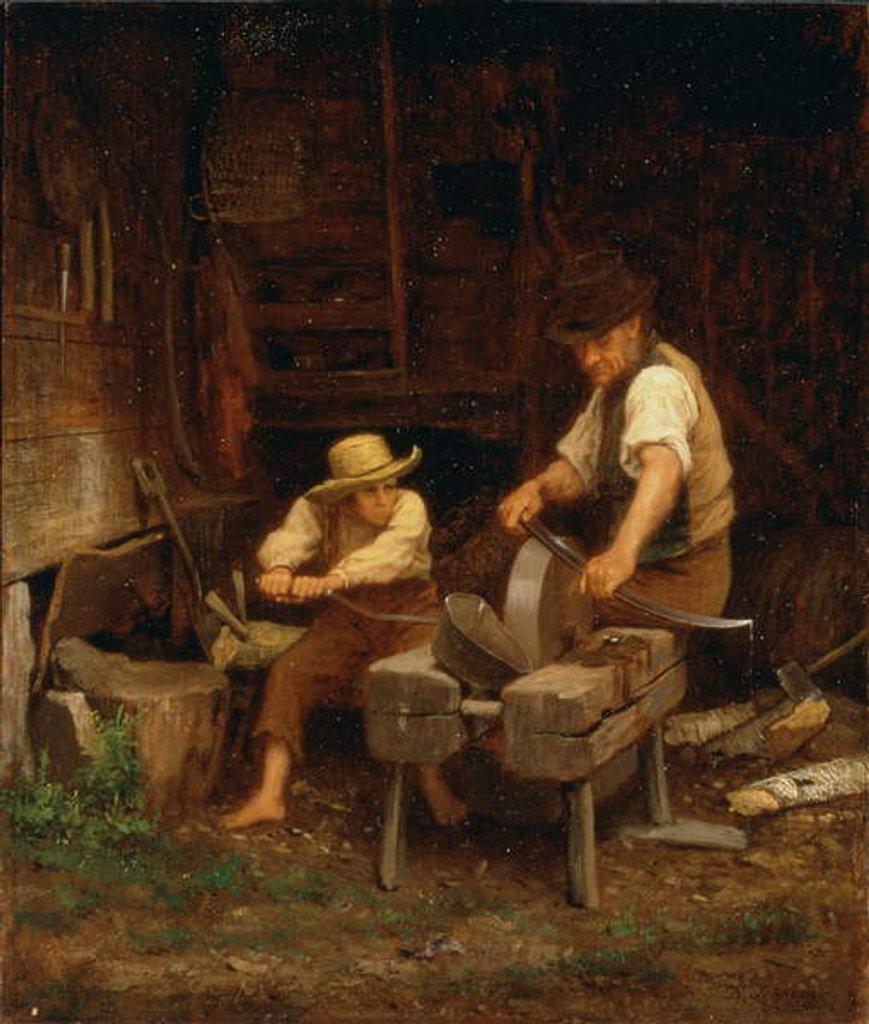 Detail of Sharpening the Scythe, 1864 by Eastman Johnson