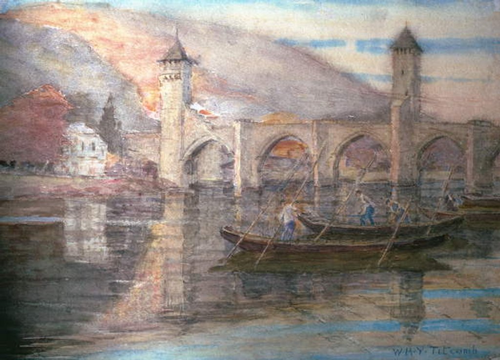 Detail of Pont Valentre, Cahors by William Holt Yates Titcomb