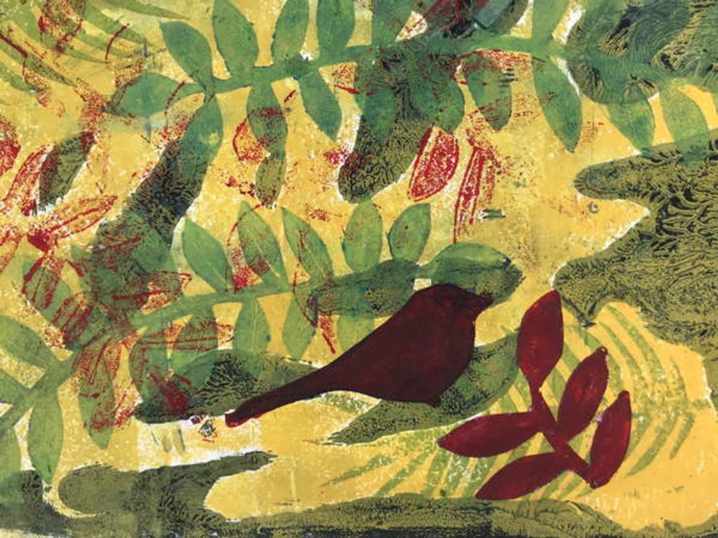 Detail of Yellow ochre botanical, 2018 by Sarah Thompson-Engels