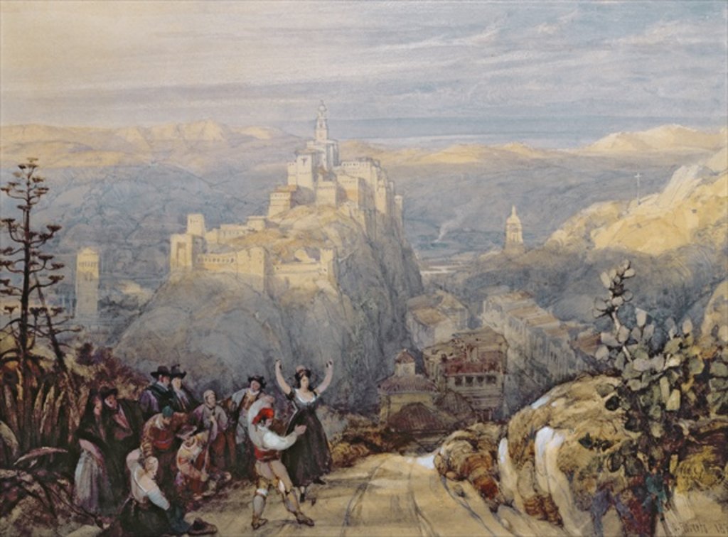 Detail of The Town and Castle at Loja, Spain, 1834 by David Roberts