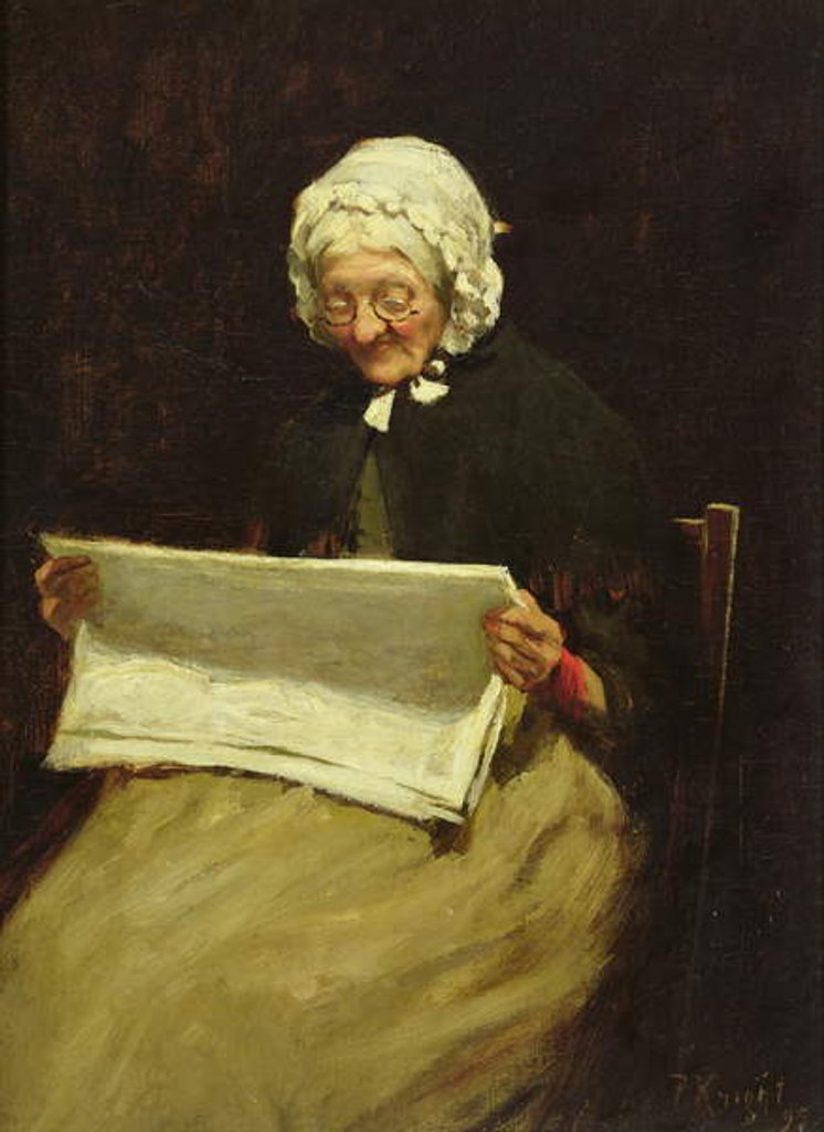 Detail of Old Woman Reading a Newspaper, 1895 by Paul Knight