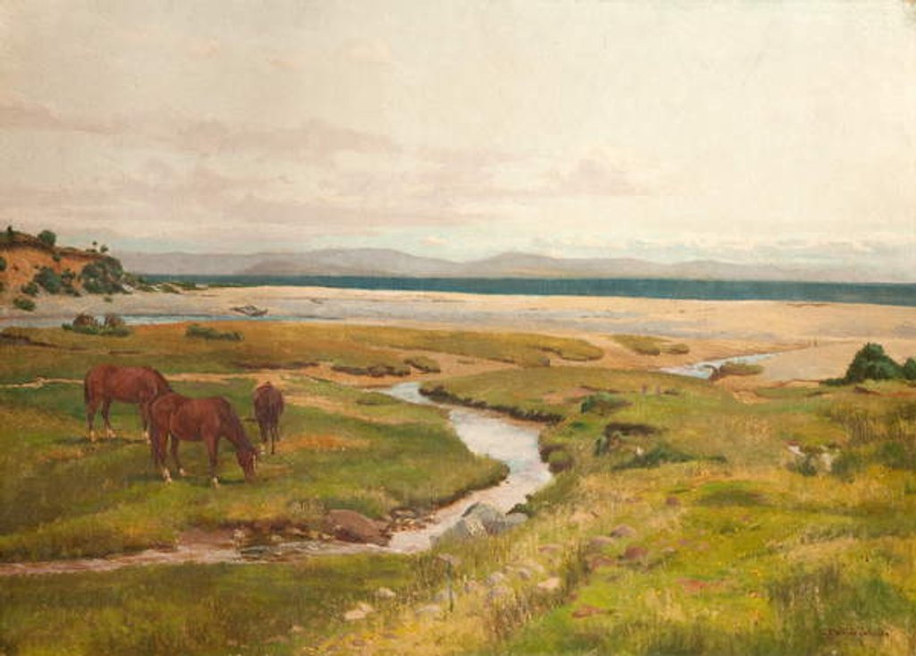 Detail of Shore Scene with Horses by George Frederick Waldo Johnson