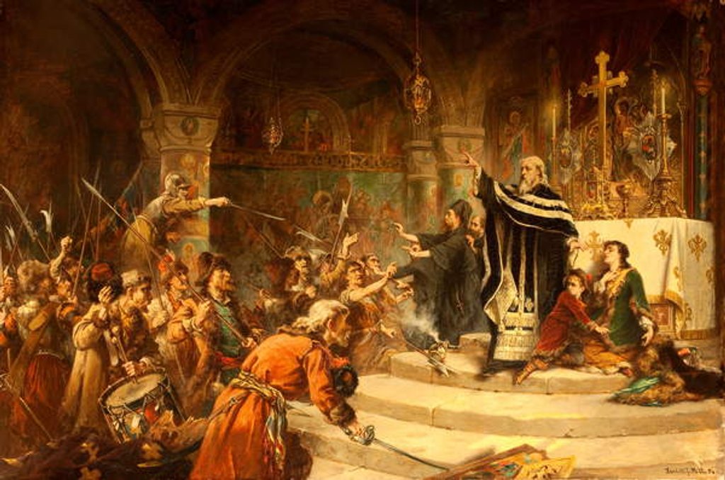 Detail of A Refugee in a Church, 1894 by Laslett John Pott