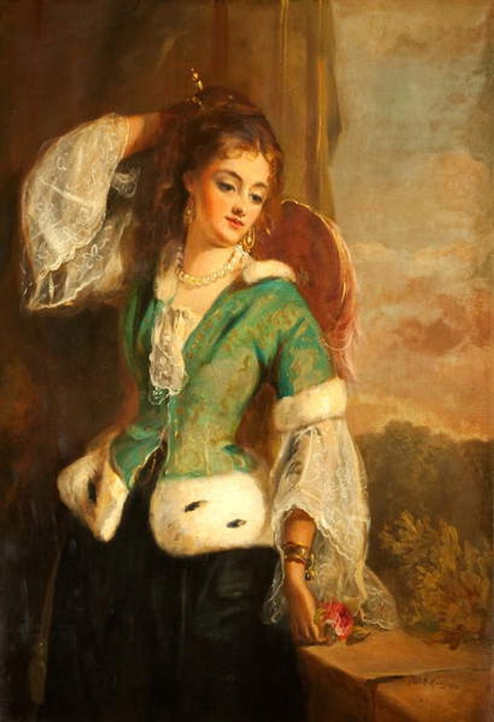 Detail of Portrait of a Lady in a Green Jacket, 1890 by Philip Richard Morris