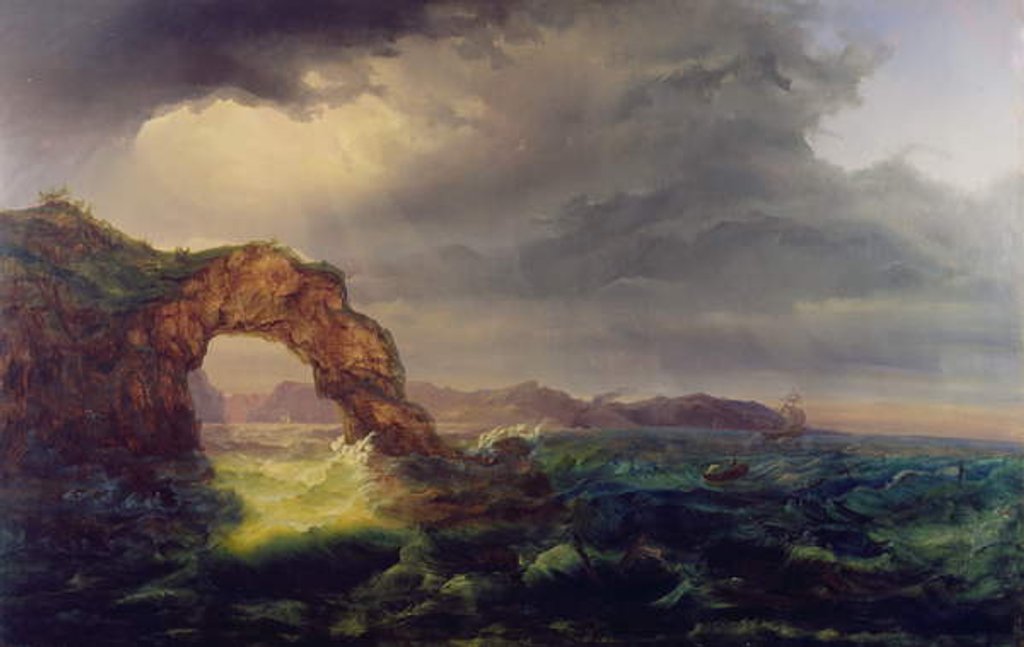 Detail of Choppy waters off Foccia on the Italian coast by Joseph Rebell