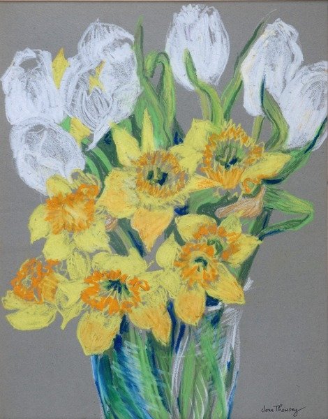 Detail of Daffodils and White Tulips, 2000 by Joan Thewsey