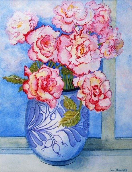 Detail of Pink Roses against the Sky, 2004 by Joan Thewsey