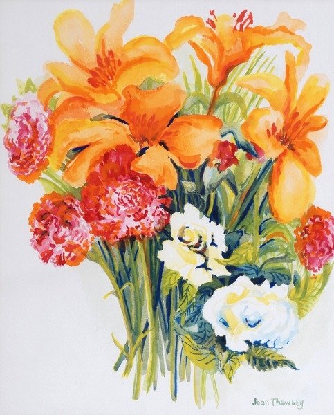 Detail of Orange Lilies,Gardenias and Carnations 2006 by Joan Thewsey