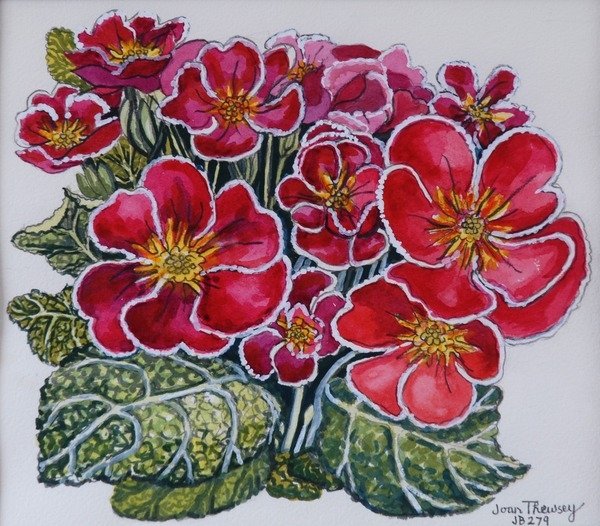 Detail of White Edged Primroses, 2012 by Joan Thewsey