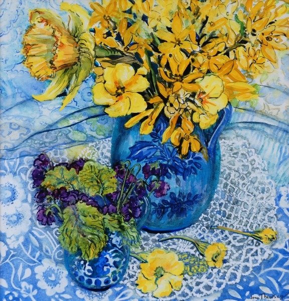 Detail of Primroses and Violets, 2000 by Joan Thewsey