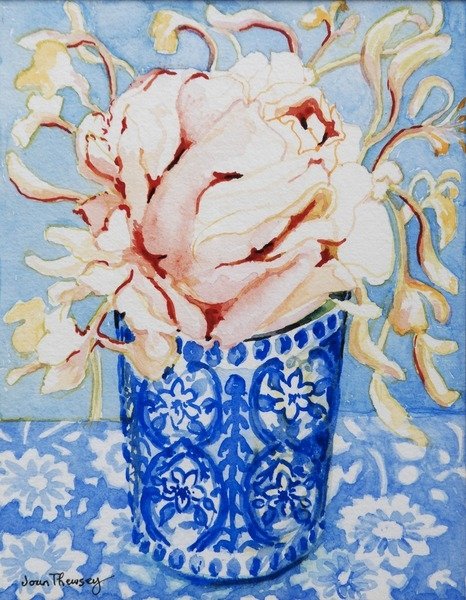 Detail of Pink Rose and Honeysuckle, 2000 by Joan Thewsey