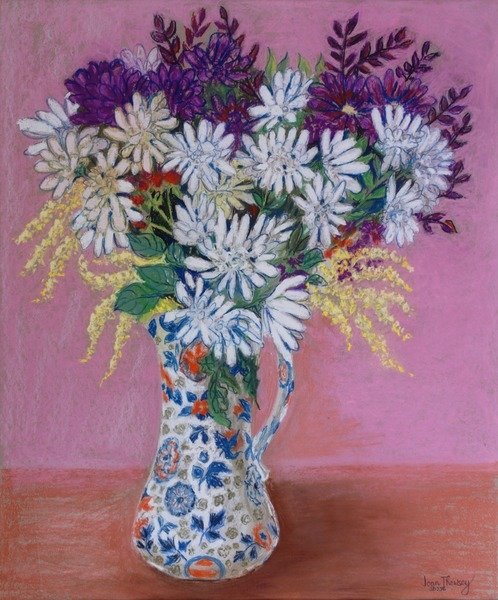 Detail of Chrysanthemums in a Japanese Jug, 2005 by Joan Thewsey