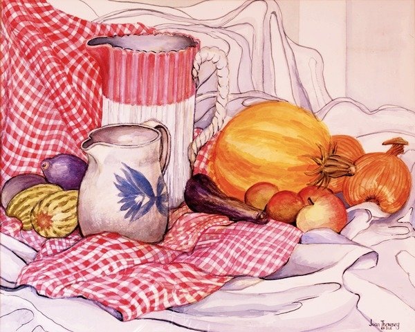 Detail of Still-Life with Two Jugs and Vegetables, 2013 by Joan Thewsey