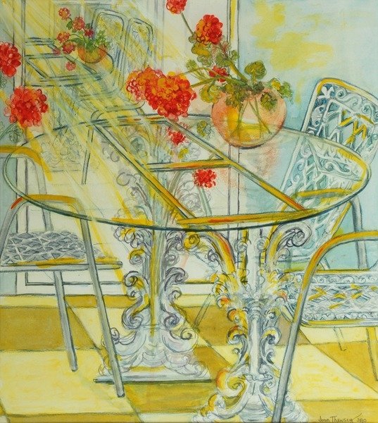 Detail of Patio Garden, Geraniums Reflected, 2010 by Joan Thewsey