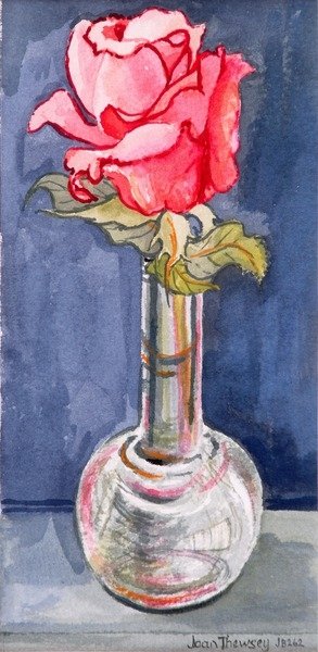 Detail of Pink Rose in a Bud Vase, 2000 by Joan Thewsey