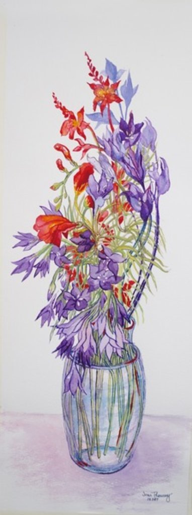 Detail of Agapantha companulatus and Crocosmia, 2015 by Joan Thewsey