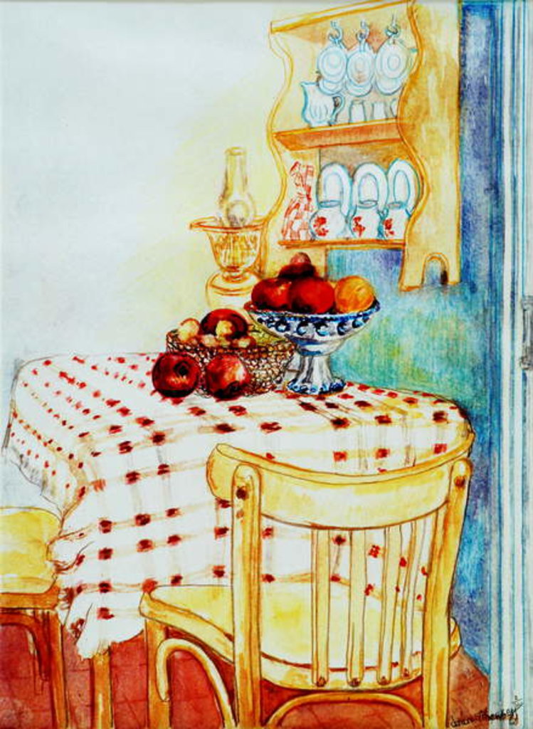 Detail of Cottage Kitchen Table with Apples, 2005 by Joan Thewsey