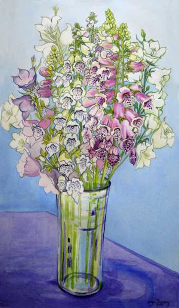 Detail of Foxgloves and Campanulas, 2005 by Joan Thewsey