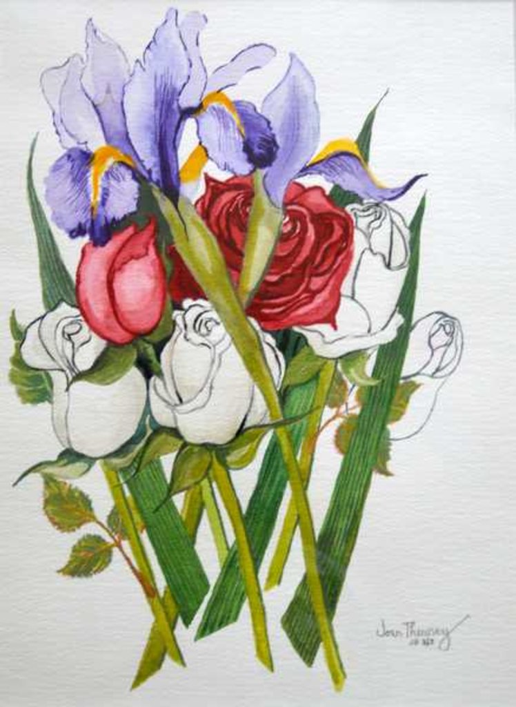 Detail of Irises and Roses, 2007 by Joan Thewsey