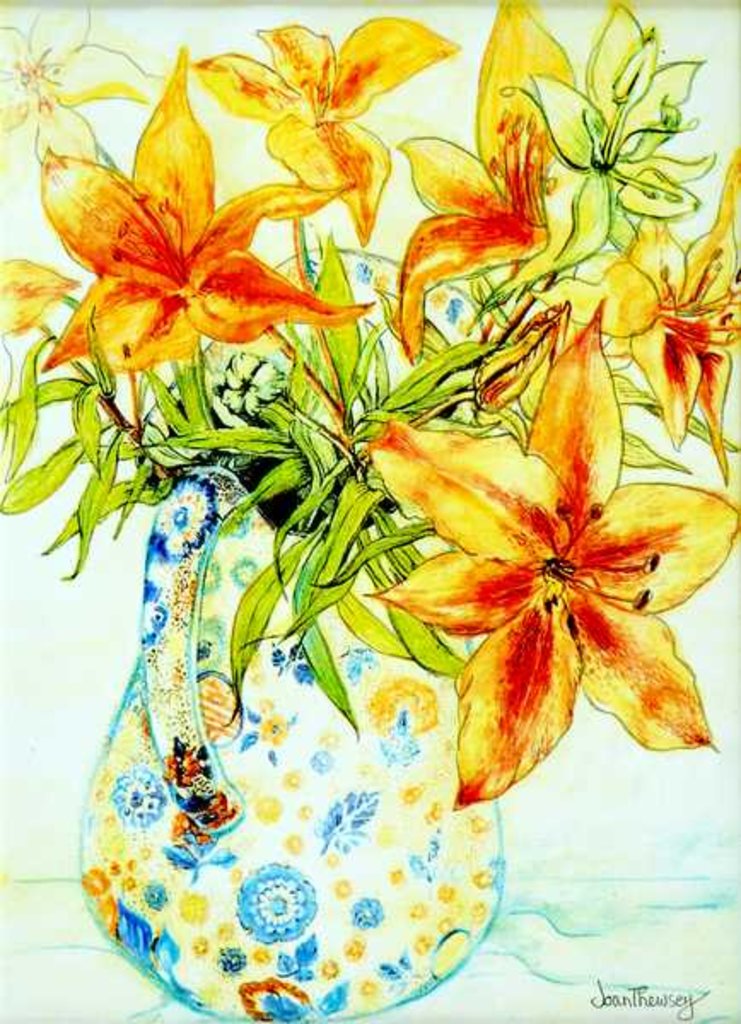 Detail of Orange Lilies in a Japanese Vase, 2000 by Joan Thewsey