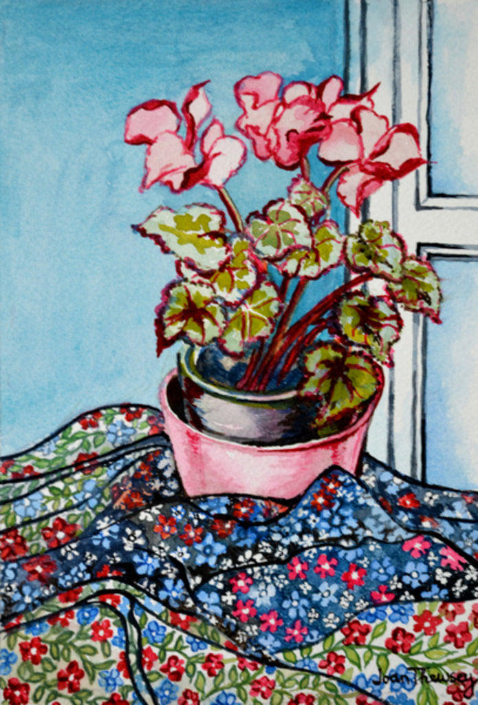 Detail of Cyclamen with Patterned Fabrics, 1999 by Joan Thewsey