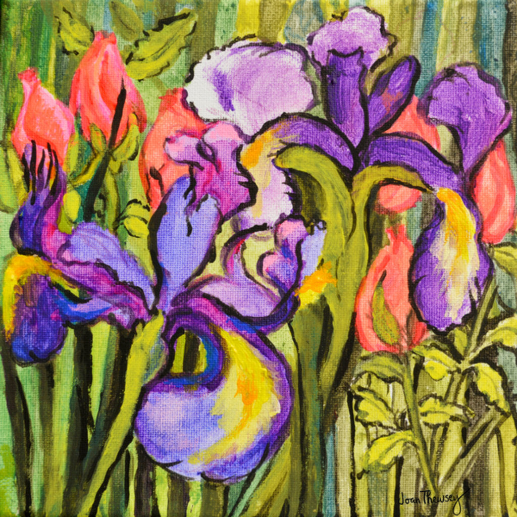 Detail of Irises and Roses, 2017 by Joan Thewsey