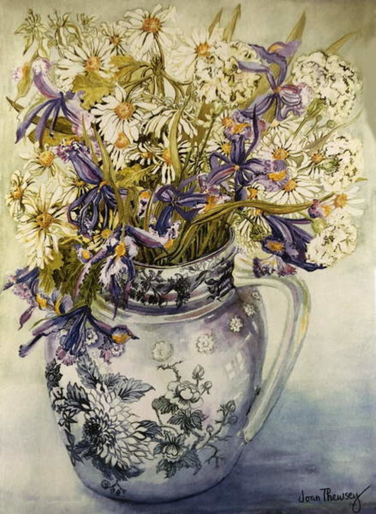 Detail of Iris, Chrysanthemums and Carnations in a Copeland Jug by Joan Thewsey