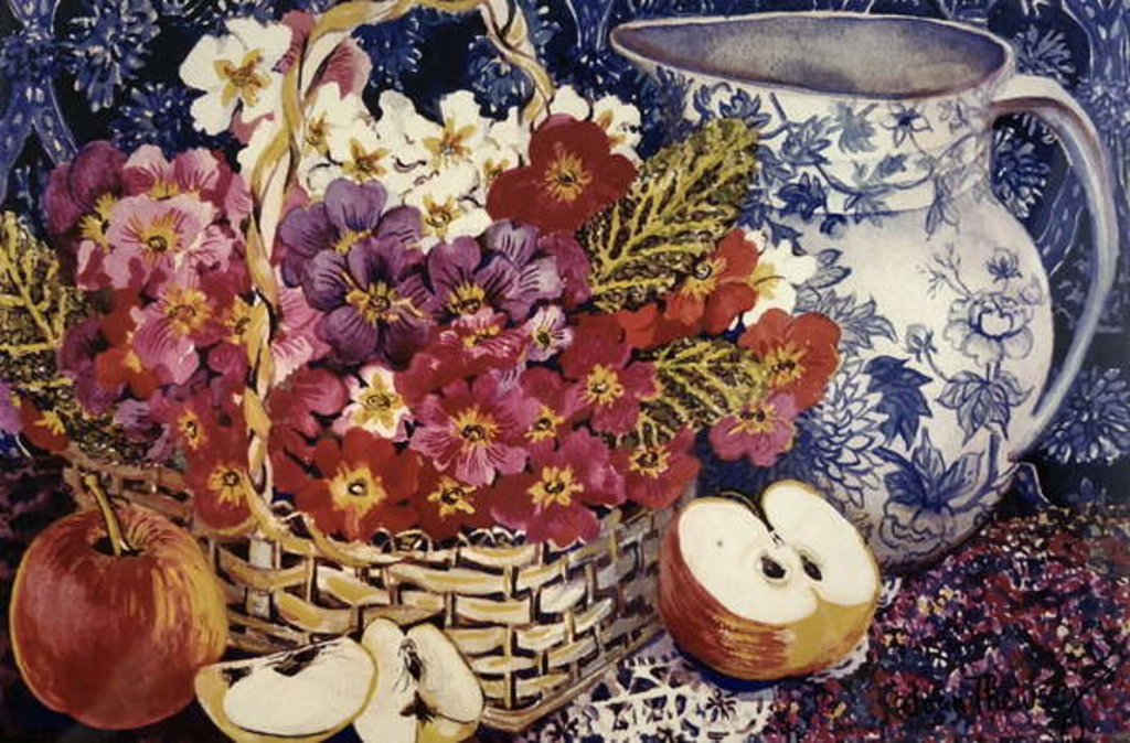 Detail of Primula and Apples by Joan Thewsey
