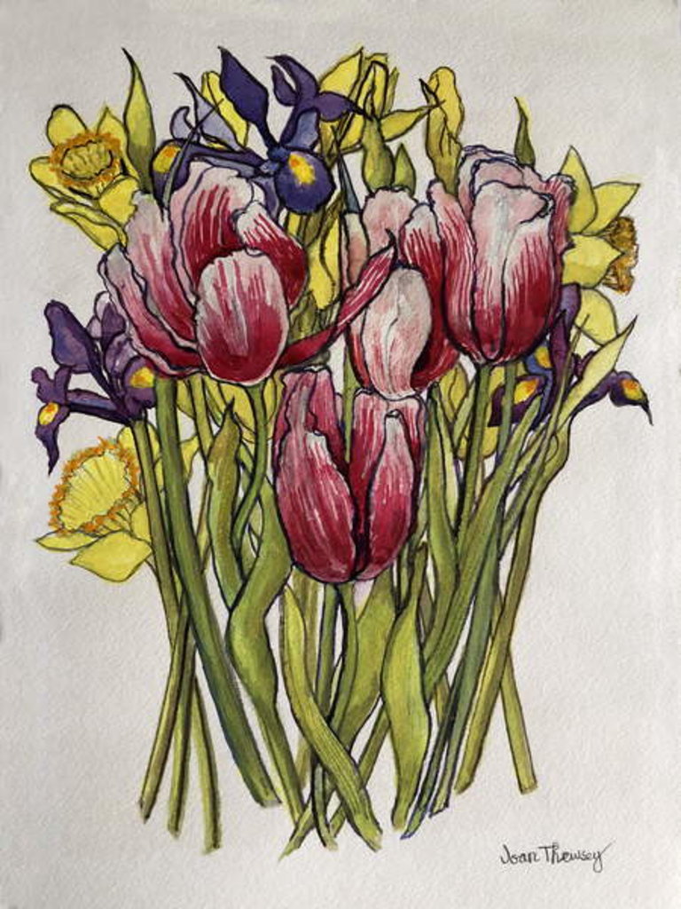 Detail of Tulips, Daffodils and Iris by Joan Thewsey