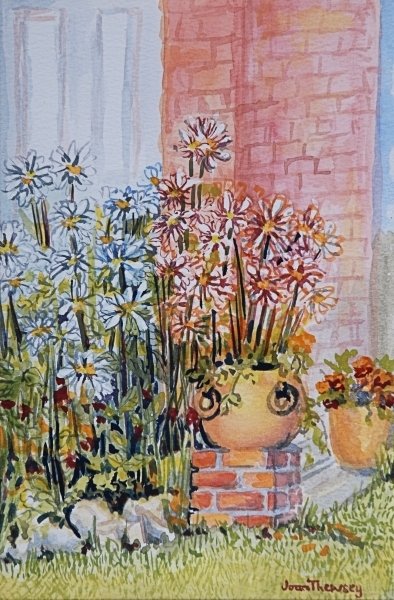 Detail of Marguerites in the Cottage Garden by Joan Thewsey