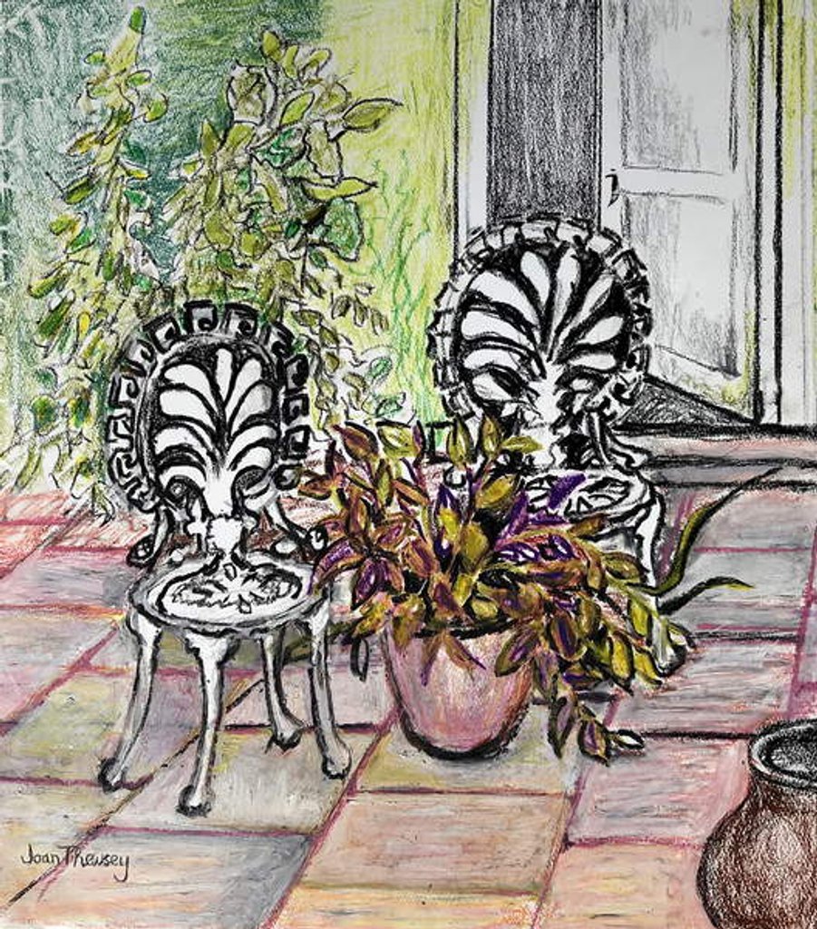 Detail of Chairs on the Terrace, with pots by Joan Thewsey