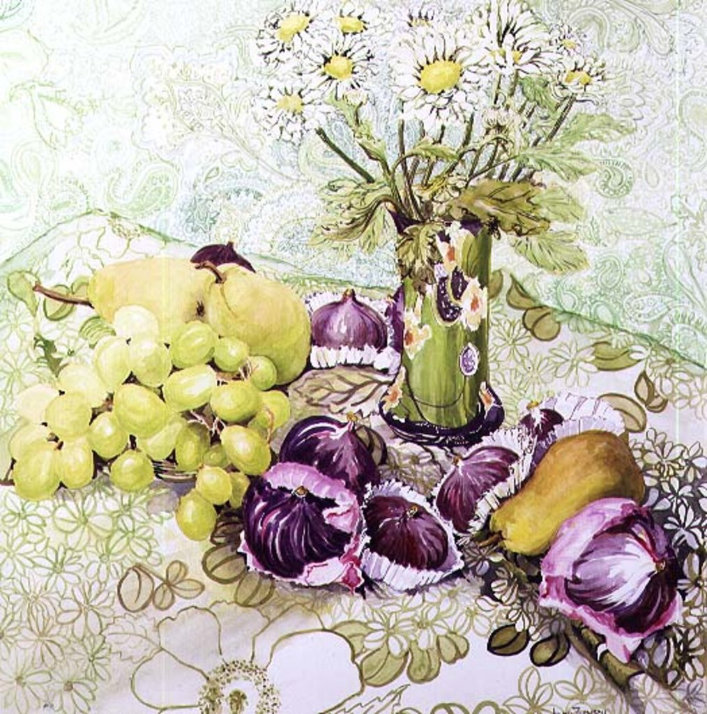 Detail of Figs, Grapes and Pears with Marguerites by Joan Thewsey
