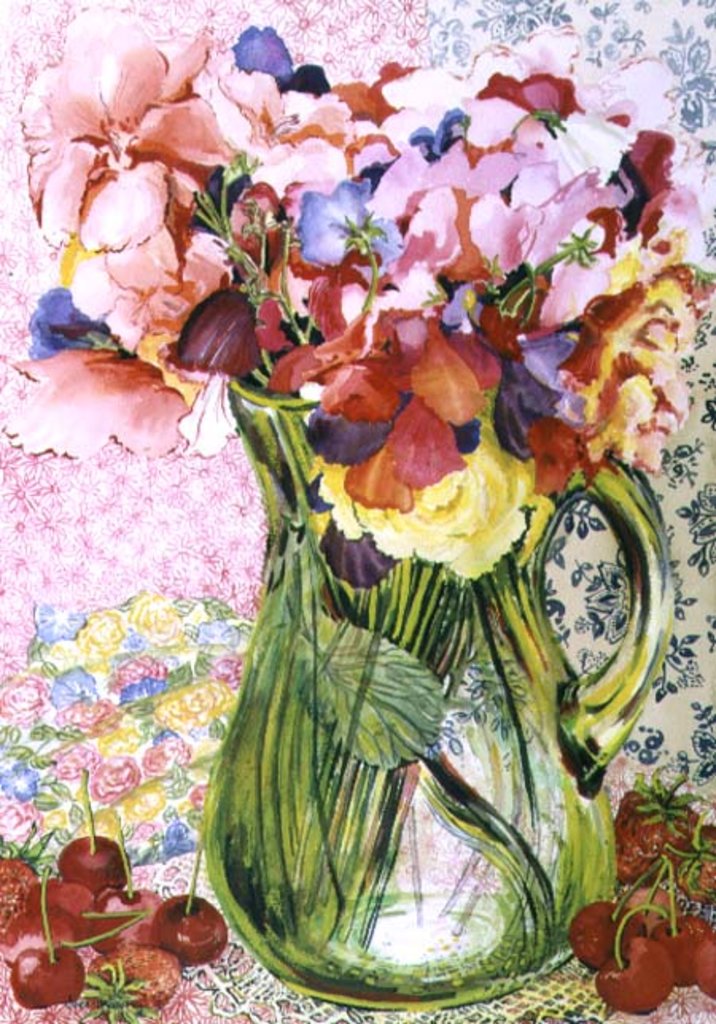 Detail of Sweet Peas with Cherries and Strawberries by Joan Thewsey