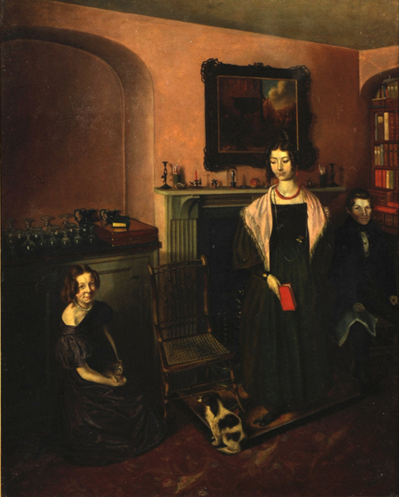 Detail of Fireside in the Family Home with three members of the Family, 1830-35 by John Petherick