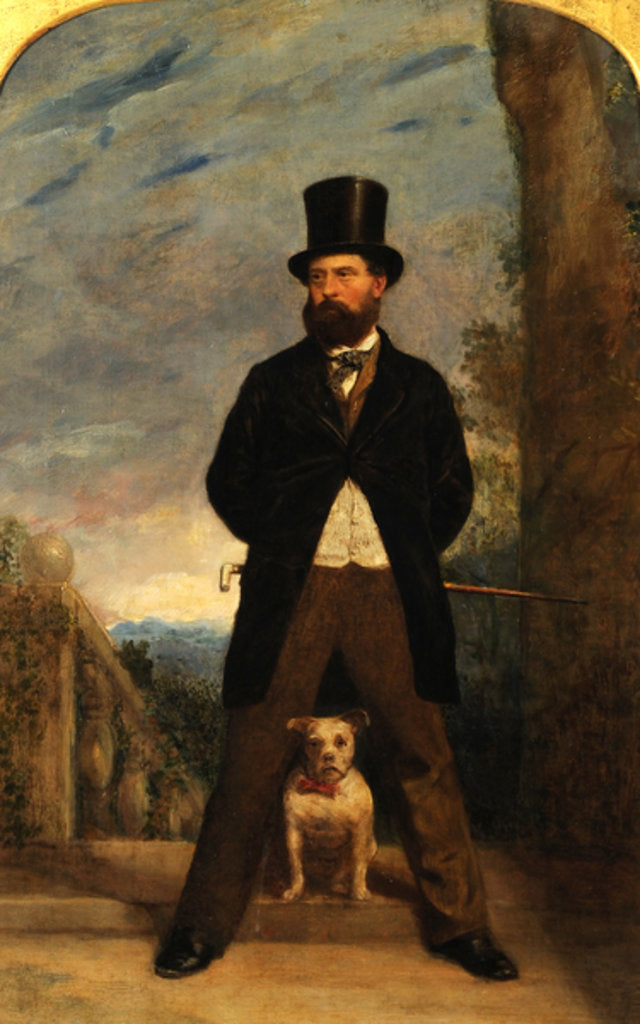 Detail of Self-Portrait with his Dog, Madame Sacchi, c.1866 by Samuel Bough