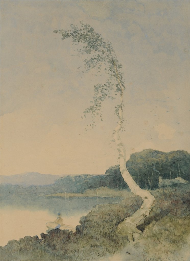Detail of Silver Birch by a Lake, 1845 by William James Blacklock