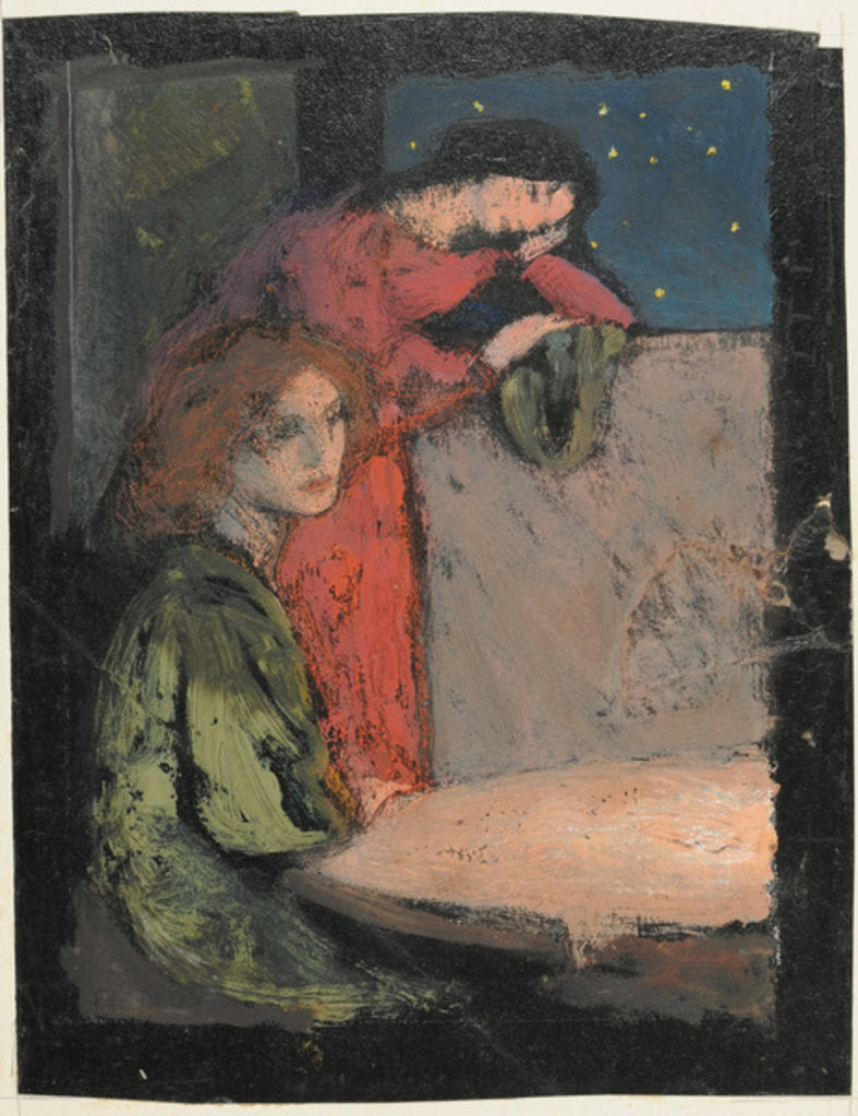 Detail of Two Girls by a Table Look out on a Starry Night, 1905 by Frederick Cayley Robinson
