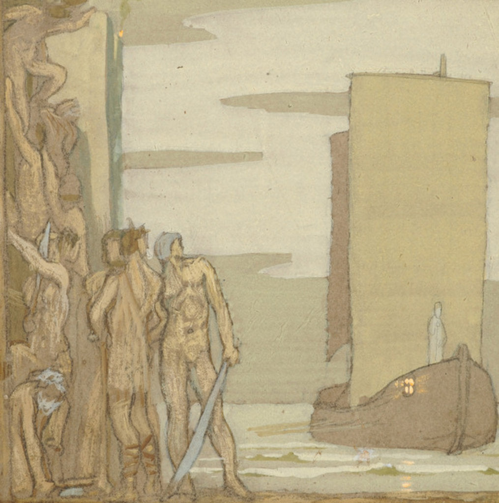 Detail of The Landing of St Patrick in Ireland, c.1912 by Frederick Cayley Robinson