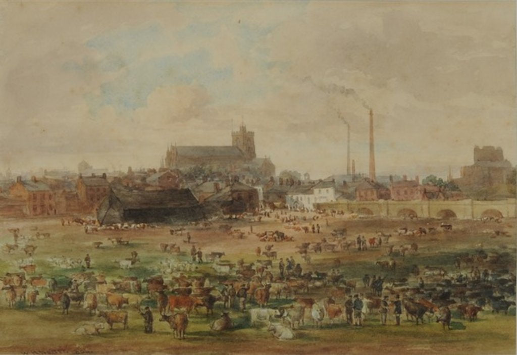 Detail of The Sands, Carlisle - The Cattle Market, 1864 by William Henry Nutter