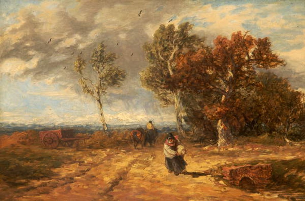 Detail of A Road by a Common: Windy Day, c.1840-59 by David Cox