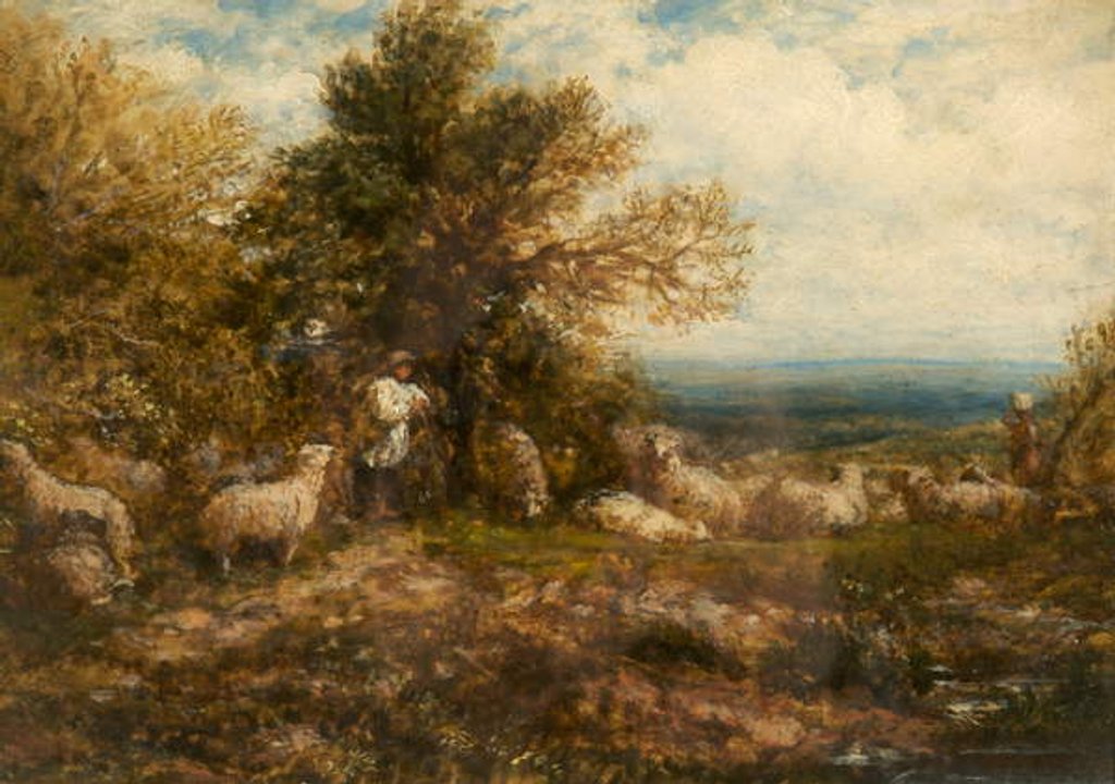 Detail of Sheep at Rest; Minding the Flock, c.1840-80 by John Linnell