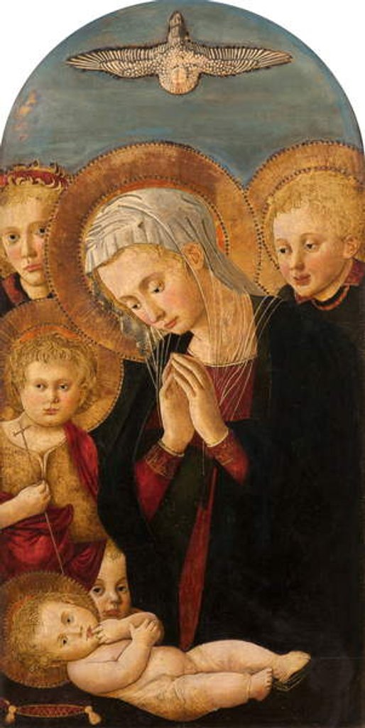 Detail of Madonna Adoring the Christ Child, with St John the Baptist and Angels, c.1480-1500 by Pseudo Pier Francesco Fiorentino