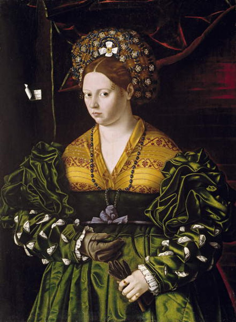 Detail of Portrait of a Lady in a Green Dress, 1530 by Veneto Bartolomeo