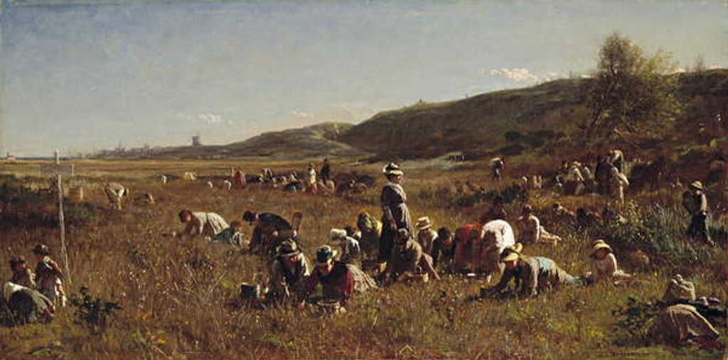 Detail of The Cranberry Harvest. Island of Nantucket, 1880 by Eastman Johnson