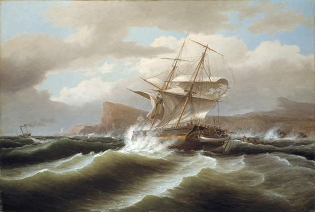 Detail of An American Ship in Distress, 1841 by Thomas Birch