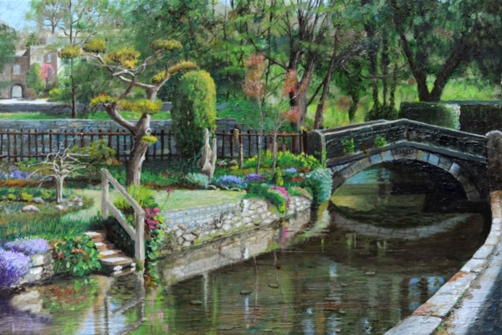 Detail of Bridge and Garden, Bakewell, Derbyshire, 2009 by Trevor Neal