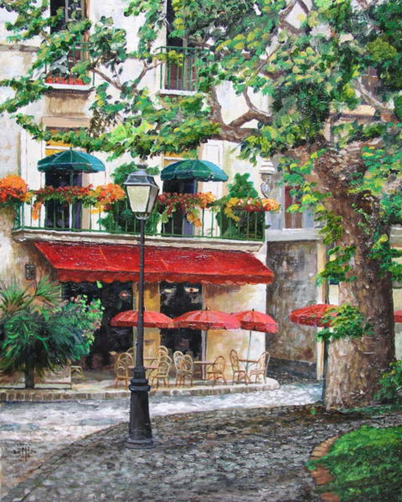 Detail of Cafe Beauclaire, Provence, 2004 by Trevor Neal