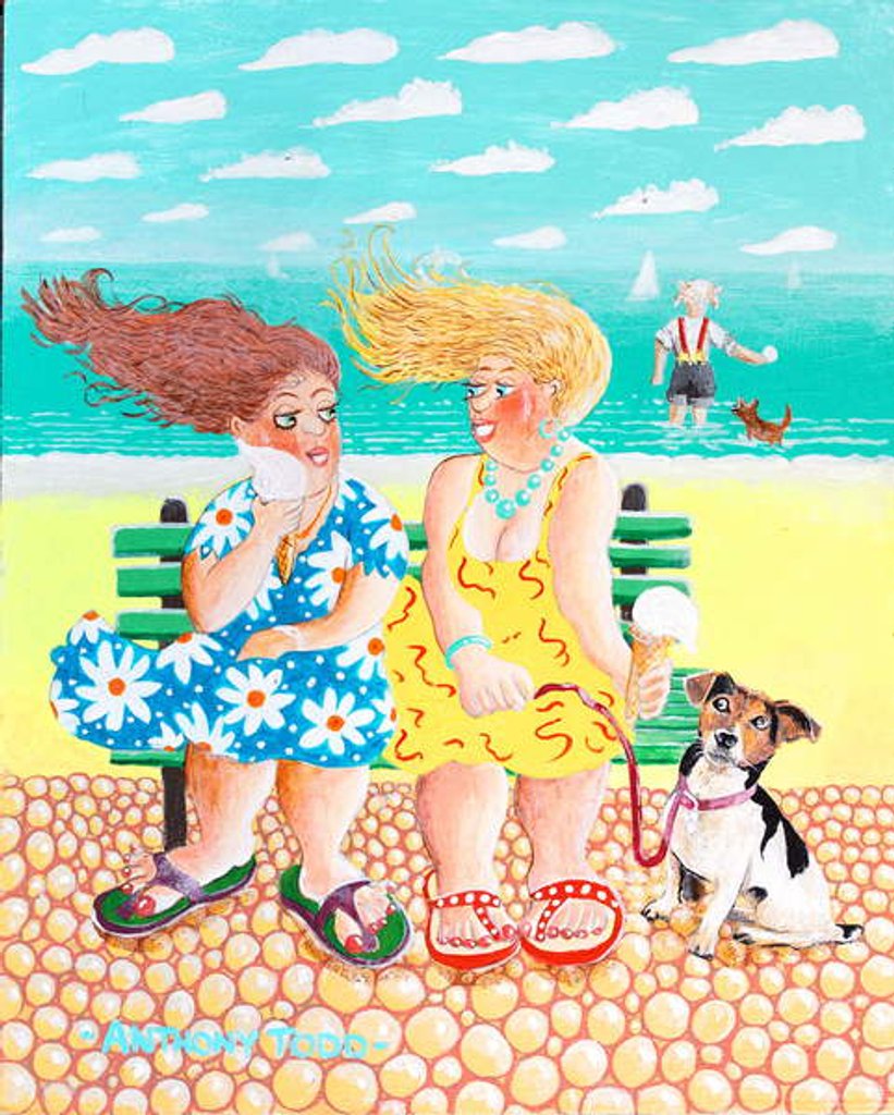 Detail of Uncle Albert paddles while Brenda and Amanda chat about Troy the dishy assistant who works in the Regal Coffee Shop by Tony Todd