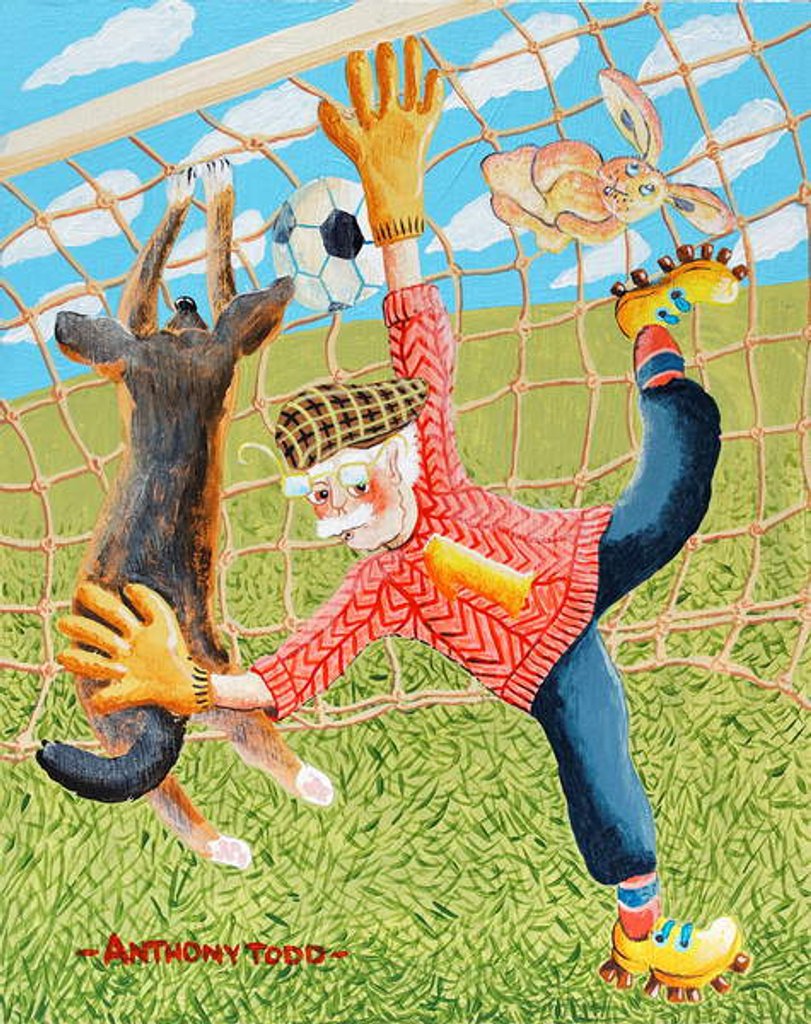 Detail of Uncle Albert misses the ball which bounces off Spike's head by Tony Todd