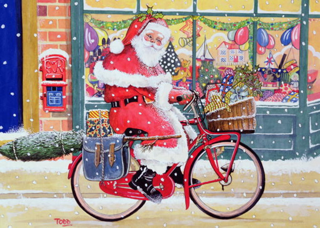 Detail of Father Christmas on a Bicycle by Tony Todd